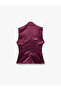 Asymmetrical Detailed Sleeveless Double Breasted Collar Gathered Satin Blouse - 7