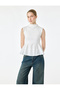 Cotton Slim Fit Sleeveless High Neck Camisole Peplum Blouse - 2