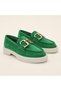Genuine Leather Green Suede Luxury Buckle Detailed Very Comfortable Light Daily Women's Shoes