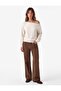 Long Sleeve Asymmetrical Boat Neck Off-Shoulder Sweatshirt with Staple Detail