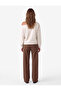 Long Sleeve Asymmetrical Boat Neck Off-Shoulder Sweatshirt with Staple Detail - 4