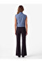 Asymmetrical Cut Buttoned Layered High Neck Sleeveless Blouse - 4