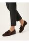 Genuine Leather Suede Tassel Detailed Women's Loafer Shoes - 7