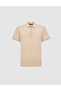 Dark Beige Slim Fit Zippered Polo Collar T-Shirt 50321152-Vr088 - 7