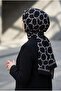 Women's Luxury Medina Silk Shawl Black White - 7