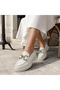 Real Leather White Luxury Buckle Detailed Very Light Comfortable Daily Women's Shoes - 5
