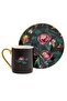 Black Garden Coffee Cup Set for 4 People - 4