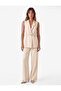 Viscose Blended Belted Double Breasted Collared Sleeveless Long Vest