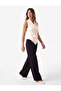 Asymmetrical Detailed Sleeveless Double Breasted Collar Gathered Satin Blouse - 3