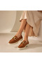 Real Leather Tan Suede Luxury Buckle Detailed Very Comfortable Light Daily Women's Shoes Tkllsl2501 - 7