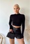 Women's Black Backless Half Fisherman Crop Top - 4