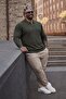 Men's Plus Size Basic Khaki Zippered Sweatshirt - 6