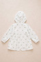 Girl's Heart Patterned Hooded Cotton Lined Raincoat Waterproof Zippered Seasonal Thin Coat Jacket - 6