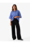Regular Fit High Waist Crepe Fabric Wide Leg Trousers with Pockets