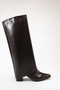 Women's Brown Patent Leather Slip-On Boots - 6
