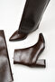 Women's Brown Patent Leather Slip-On Boots - 4