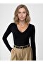Women's V-Neck Long Sleeve Bodysuit Black - 5