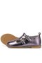 Genuine Leather Shiny Platinum Buckle Girls' T-Bar Ballerina Shoes - 8
