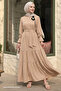 Camel Dress with Flower Brooch Detail Belted - 2