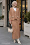 Camel Knitwear Set with Stitching Detail Skirt