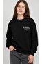 Boy/Girl Oversize Black Sweatshirt with Text Pattern on the Front and Back - 2