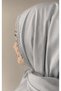 Design Evening Dress with Silver Stone Stripes Around the Shawl