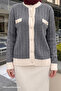 Anthracite Knitwear Set with Skirt and Cardigan - 2