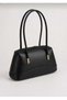 Black Women's Stylish Daily Hand and Shoulder Bag with Metal Accessories and Double Zipper - 3