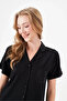 PJS 29006 طقم بيجامة نسائي بأكمام قصيرة وأزرار أمامية - 3