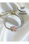 Gold Steel Rotating Flower Figured Princess Zircon Stone Elevator Bracelet