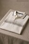Men's Short Sleeve Patterned White Polo Neck T-Shirt - 3