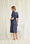 Lace Front Buttoned Maternity Navy Blue Nightgown - 6