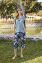 Flower and Leaf Patterned and Printed Capri Set - 2