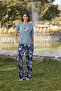 Flower and Leaf Patterned and Printed Pajama Sets