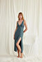 Chest and Back Low-Cut Lace Slit Nightgown - 2