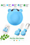 Blue Premium Children's Vacuum Silicone Feeding Bowl, Stainless Steel Fork-Spoon /9+ Months