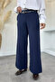 Hijab-Friendly Fabric Trousers with Belt Accessories and Fold-Over Leg Detail