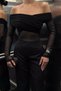Women's Madonna Collar Sleeveless Tulle Garnished Evening Dress Jumpsuit - 3