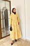 Patterned Summer Hijab Dress with Elasticated Sleeves and Front Button Detail - 2