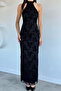 Women's Flocked Printed Tulle Evening Dress - 2