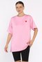 Women's Crew Neck Heart Embroidered Casual T-Shirt