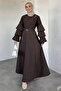 Gold Button Detailed Ruffled Belt Accessory Hijab Dress