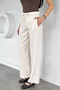 Women's Elastic Waist Wide Leg Linen Trousers - 2