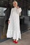 Women's Stoned Buttoned Tasseled Hijab Scalloped Dress - 2
