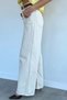 Women's Leather Belted Palazzo Jean Denim Trousers - 2