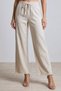 Women's Linen Trousers with Elastic Waistband and Tassels