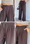Women's High Waist Pleated Palazzo Pants with Accessory Detail - 2