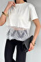 Women's Lace Crop Top T-Shirt - 3