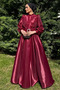 Women's Front Draped Shoulder Detail, Waist Stoned Belted Princess Model Hijab - 2