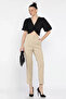 Women's High Waist Fabric Trousers - 3